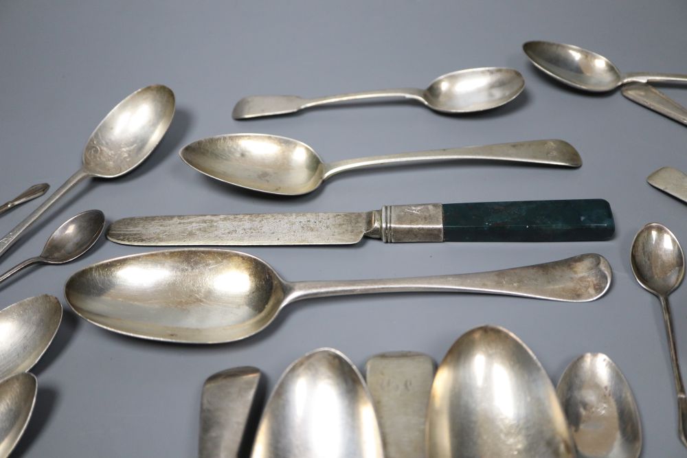 A collection of Georgian and later silver flatware,